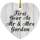 First Year As Mr & Mrs Gordon - Heart Ornament F