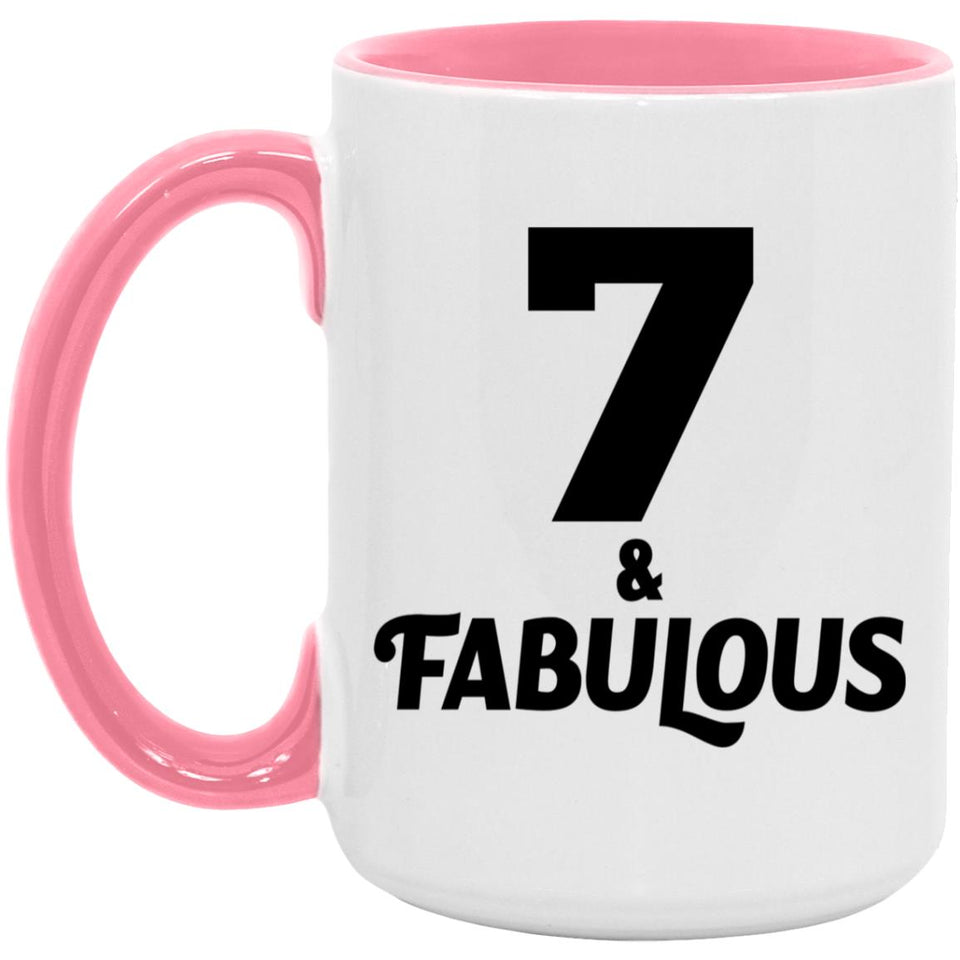 7th Birthday 7 & Fabulous - 15oz Accent Mug Pink