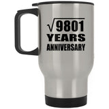 99th Anniversary Square Root of 9801 Years Anniversary - Silver Travel Mug
