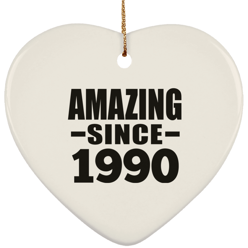 34th Birthday Amazing Since 1990 - Heart Ornament