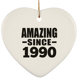 34th Birthday Amazing Since 1990 - Heart Ornament