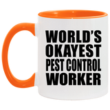 World's Okayest Pest Control Worker - 11oz Accent Mug Orange