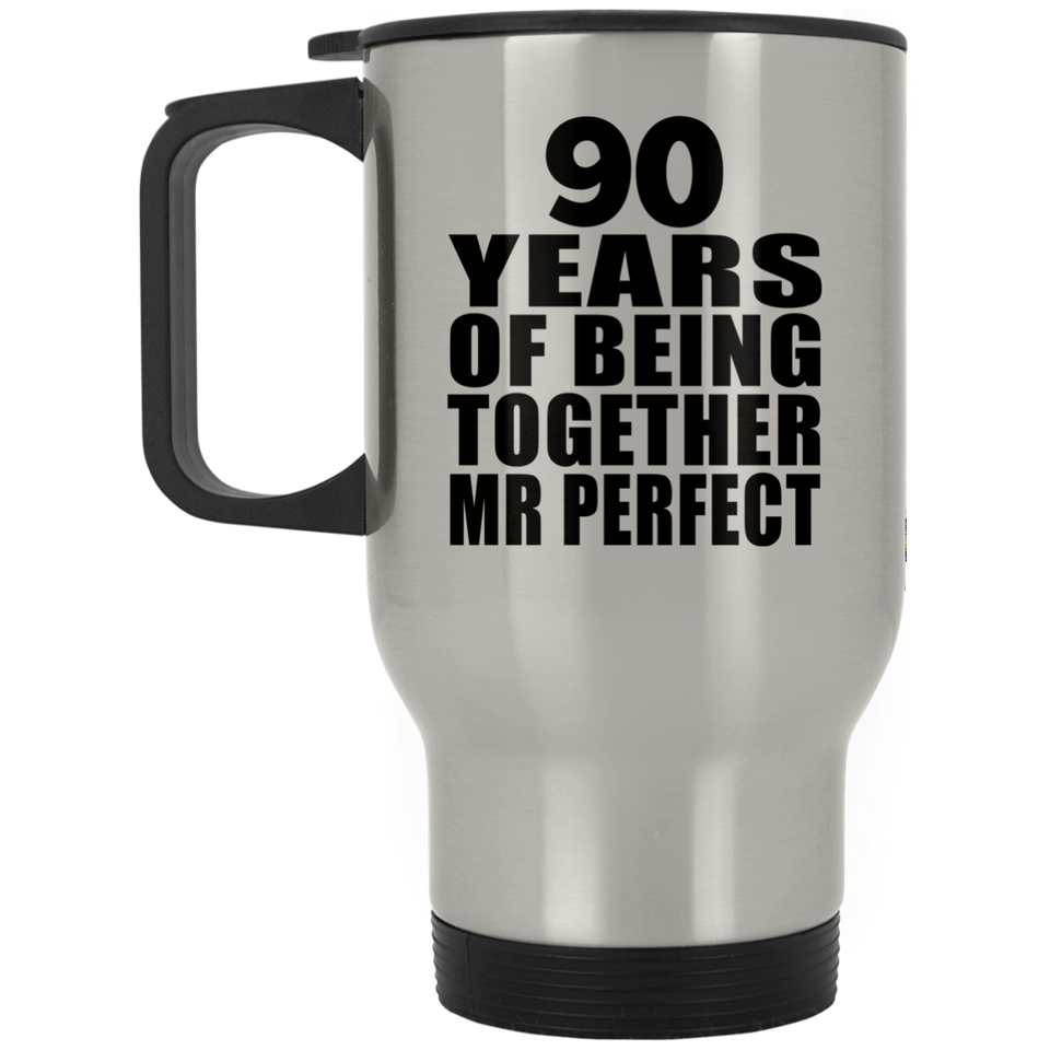 90th Anniversary 90 Years Of Being Mr Perfect - Silver Travel Mug