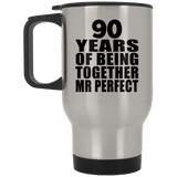 90th Anniversary 90 Years Of Being Mr Perfect - Silver Travel Mug