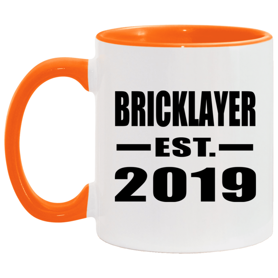 Bricklayer Established EST. 2019 - 11oz Accent Mug Orange