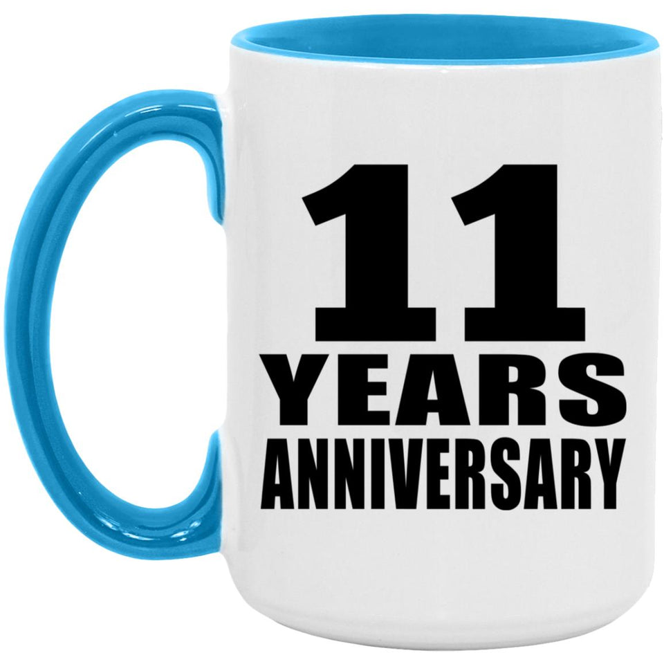 11th Anniversary 11 Years - 15oz Accent Mug Blue