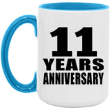 11th Anniversary 11 Years - 15oz Accent Mug Blue