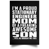 Proud Stationary Engineer Mom Of Awesome Son - Poster Portrait