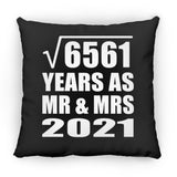 81st Anniversary Square Root of 6561 Years As Mr & Mrs 2021 - Throw Pillow Black