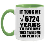 82nd Birthday Took Square Root of 6724 Years To Awesome - 11oz Accent Mug Green