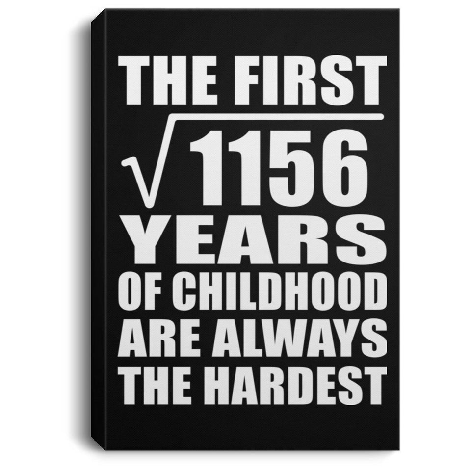 34th Birthday Square Root of 1156 Years of Childhood - Canvas Portrait