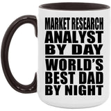 Market Research Analyst By Day World's Best Dad By Night - 15oz Accent Mug Black