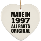 27th Birthday Made in 1997 All Parts Original - Heart Ornament