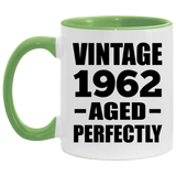 62nd Birthday Vintage 1962 Aged Perfectly - 11oz Accent Mug Green