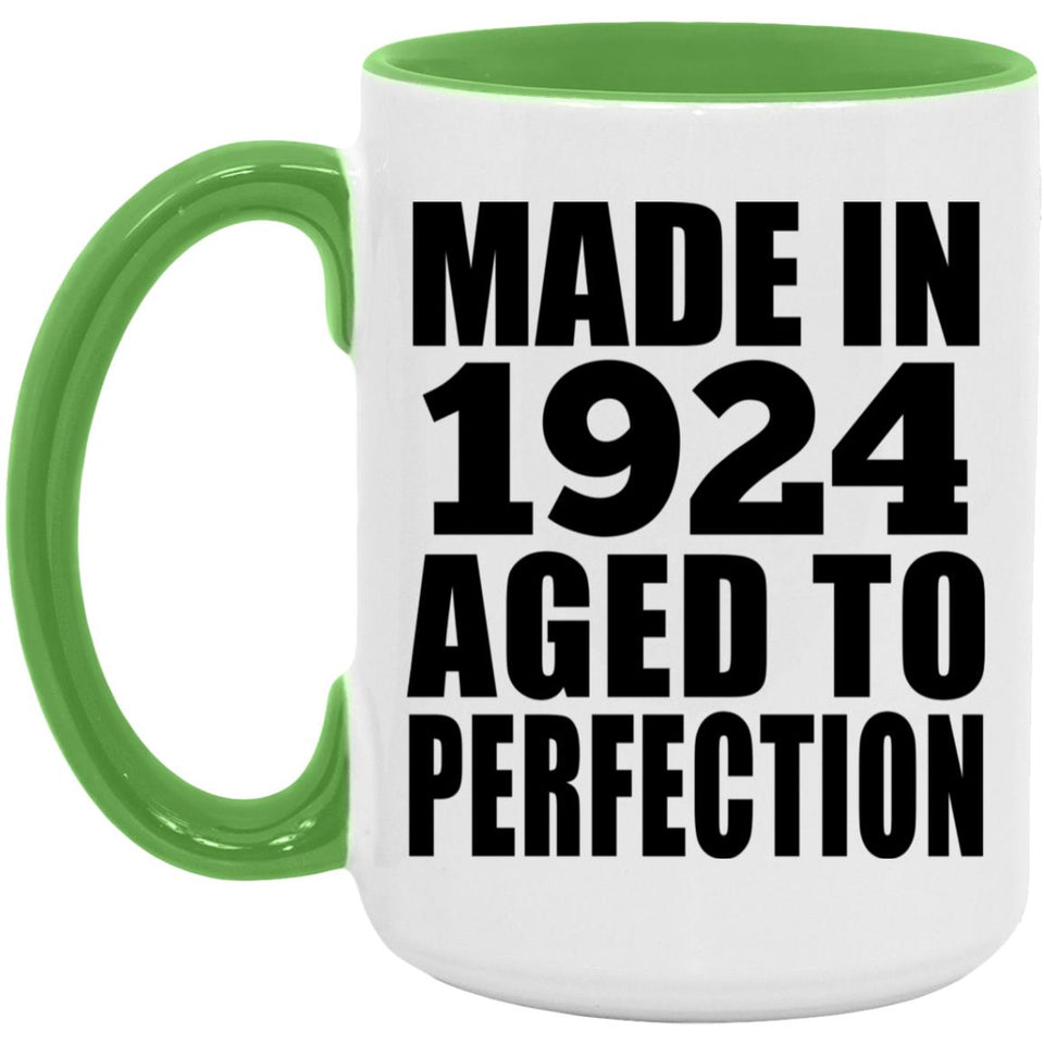 100th Birthday Made In 1924 Aged to Perfection - 15oz Accent Mug Green