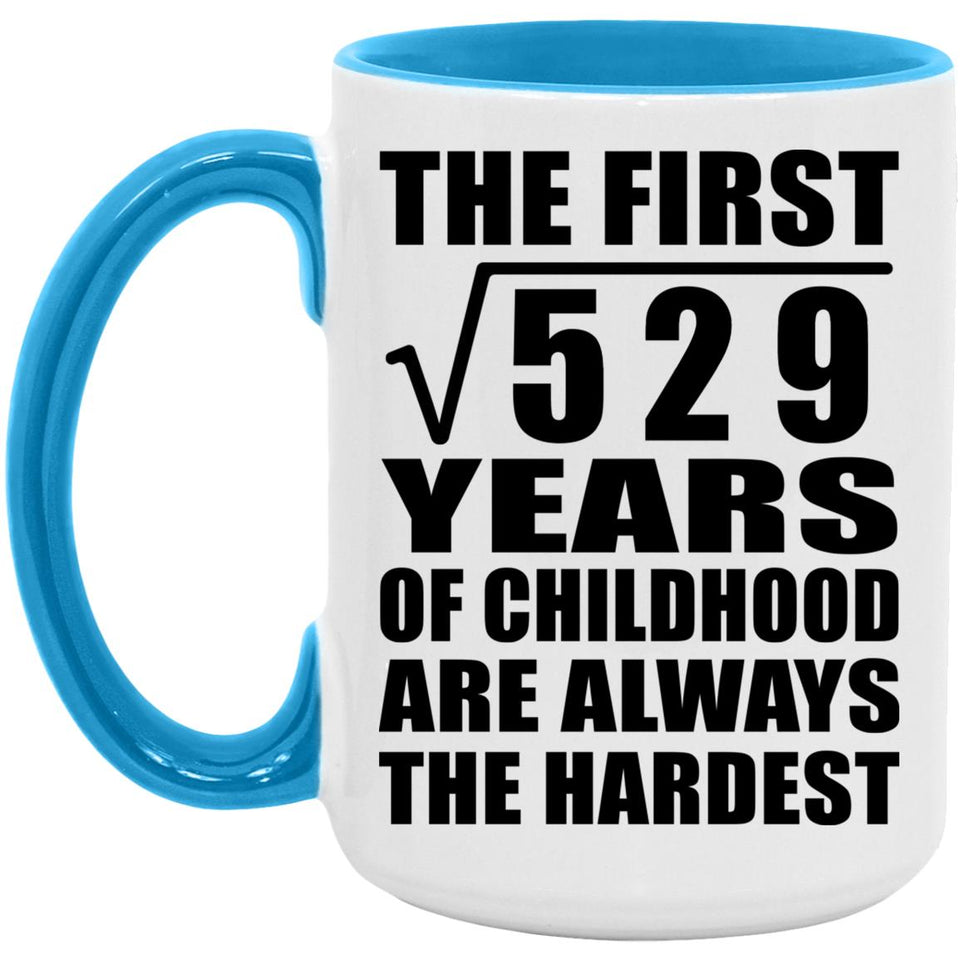 23rd Birthday Square Root of 529 Years of Childhood - 15oz Accent Mug Blue