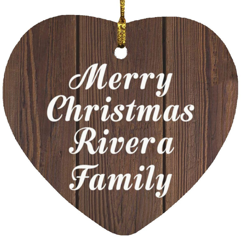 Merry Christmas Rivera Family - Heart Ornament D