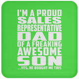 Proud Sales Representative Dad Of Awesome Son - Drink Coaster