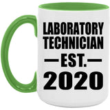 Laboratory Technician Established EST. 2020 - 15oz Accent Mug Green
