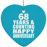 Happy 68th Anniversary 68 Years & Counting - Heart Ornament