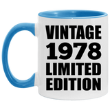 46th Birthday Vintage 1978 Limited Edition - 11oz Accent Mug Blue