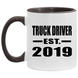 Truck Driver Established EST. 2019 - 11oz Accent Mug Black