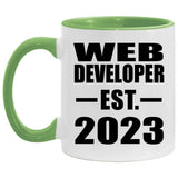 Web Developer Established EST. 2023 - 11oz Accent Mug Green