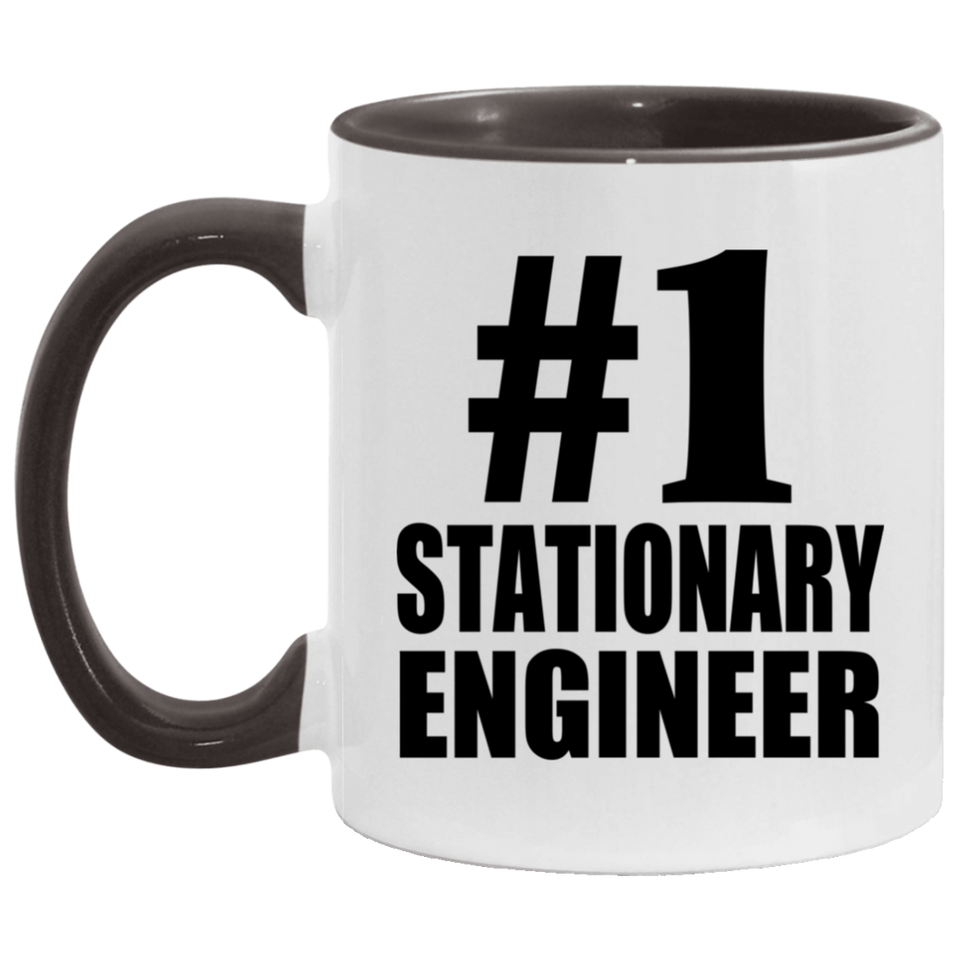 Number One #1 Stationary Engineer - 11oz Accent Mug Black