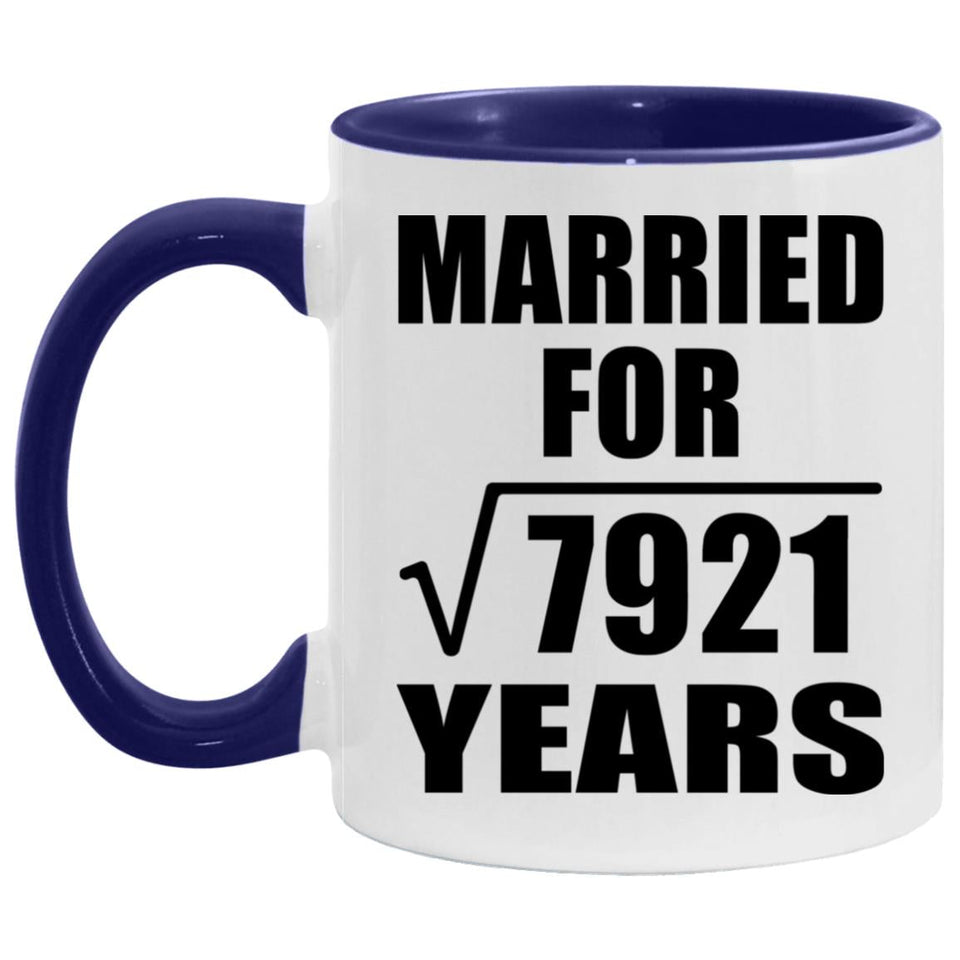 89th Anniversary Married For Square Root of 7921 Years - 11oz Accent Mug Purple