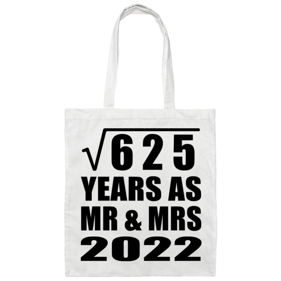 25th Anniversary Square Root of 625 Years As Mr & Mrs 2022 - Tote Bag White