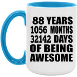 88th Birthday 88 Years 1056 Months 32142 Days Of Awesome - 15oz Accent Mug Blue