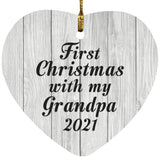 First Christmas With My Grandpa 2021 - Heart Ornament F