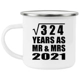 18th Anniversary Square Root of 324 Years As Mr & Mrs 2021 - 12oz Camping Mug
