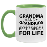 Grandma and Grandkids, Best Friends For Life - 11oz Accent Mug Green