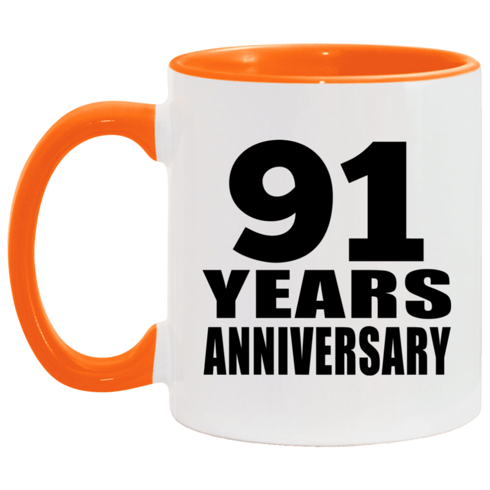 91st Anniversary 91 Years - 11oz Accent Mug Orange