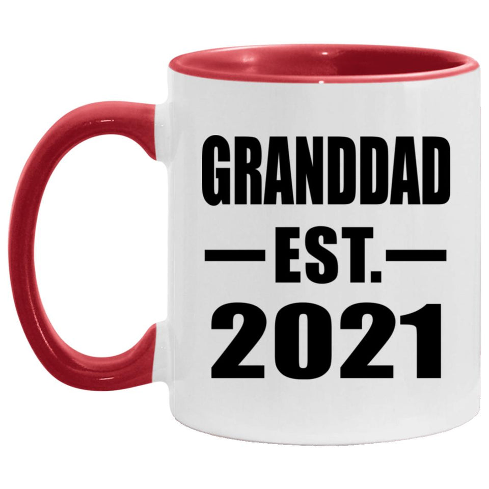 Granddad Established EST. 2021 - 11oz Accent Mug Red