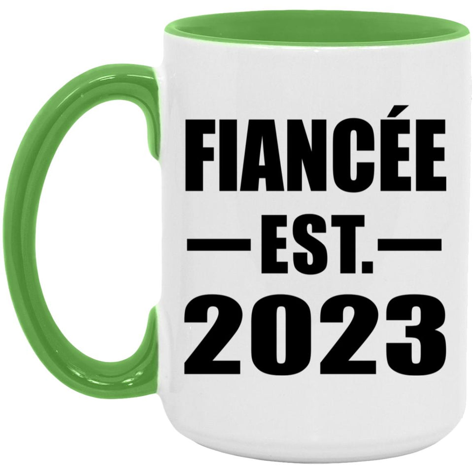 Fiancee Established EST. 2023 - 15oz Accent Mug Green