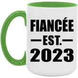 Fiancee Established EST. 2023 - 15oz Accent Mug Green
