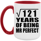 11th Anniversary Square Root of 121 Years of Mr Perfect - 15oz Accent Mug Red