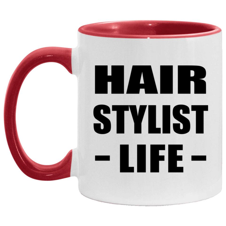 Hair Stylist Life - 11oz Accent Mug Red