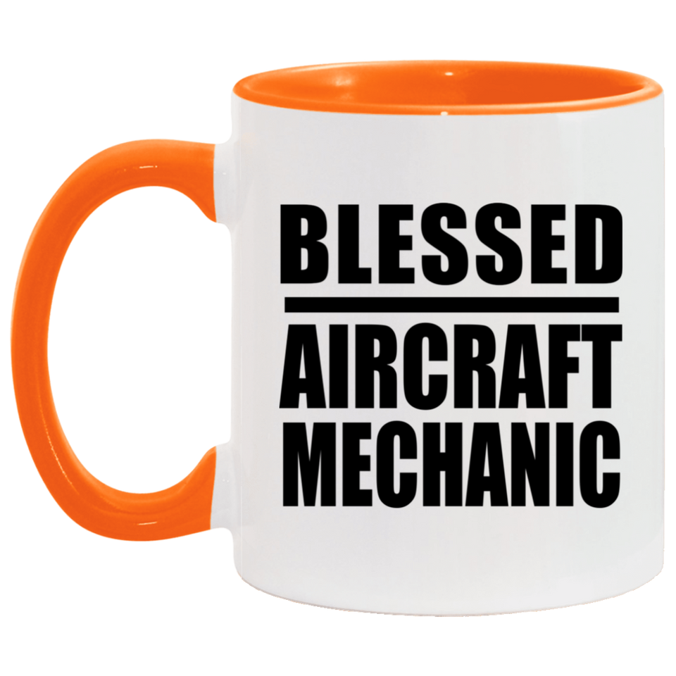 Blessed Aircraft Mechanic - 11oz Accent Mug Orange