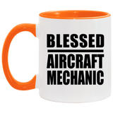 Blessed Aircraft Mechanic - 11oz Accent Mug Orange