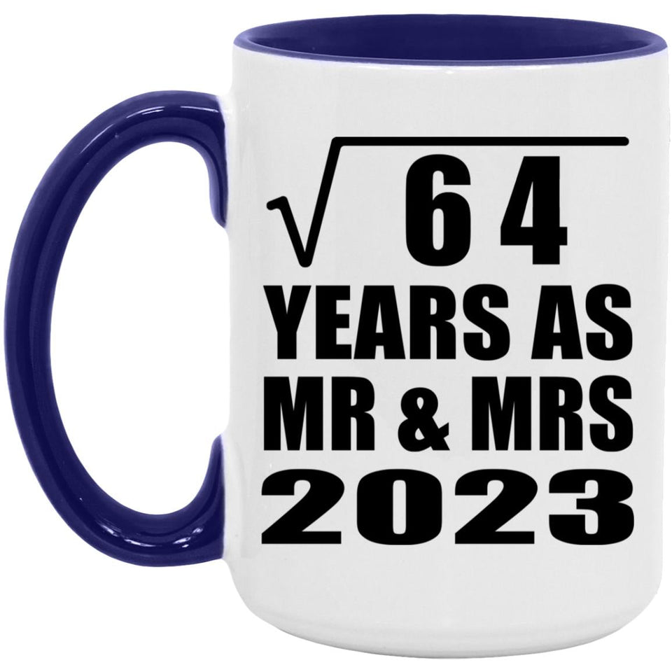 8th Anniversary Square Root of 64 Years As Mr & Mrs 2023 - 15oz Accent Mug Purple