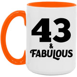 43rd Birthday 43 & Fabulous - 15oz Accent Mug Orange