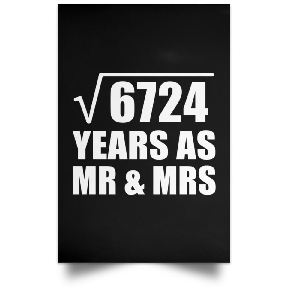 82nd Anniversary Square Root of 6724 Years As Mr & Mrs - Poster Portrait