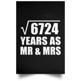 82nd Anniversary Square Root of 6724 Years As Mr & Mrs - Poster Portrait
