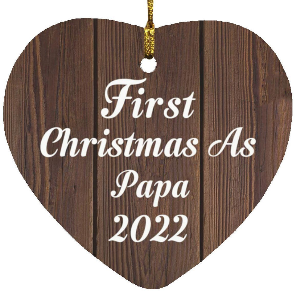 First Christmas As Papa 2022 - Heart Ornament D