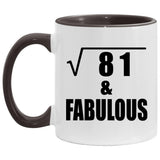 9th Birthday Square Root of 81 & Fabulous - 11oz Accent Mug Black