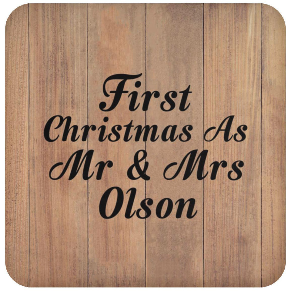 First Christmas As Mr & Mrs Olson - Drink Coaster C