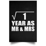 1st Anniversary Square Root of 1 Year As Mr & Mrs - Poster Portrait